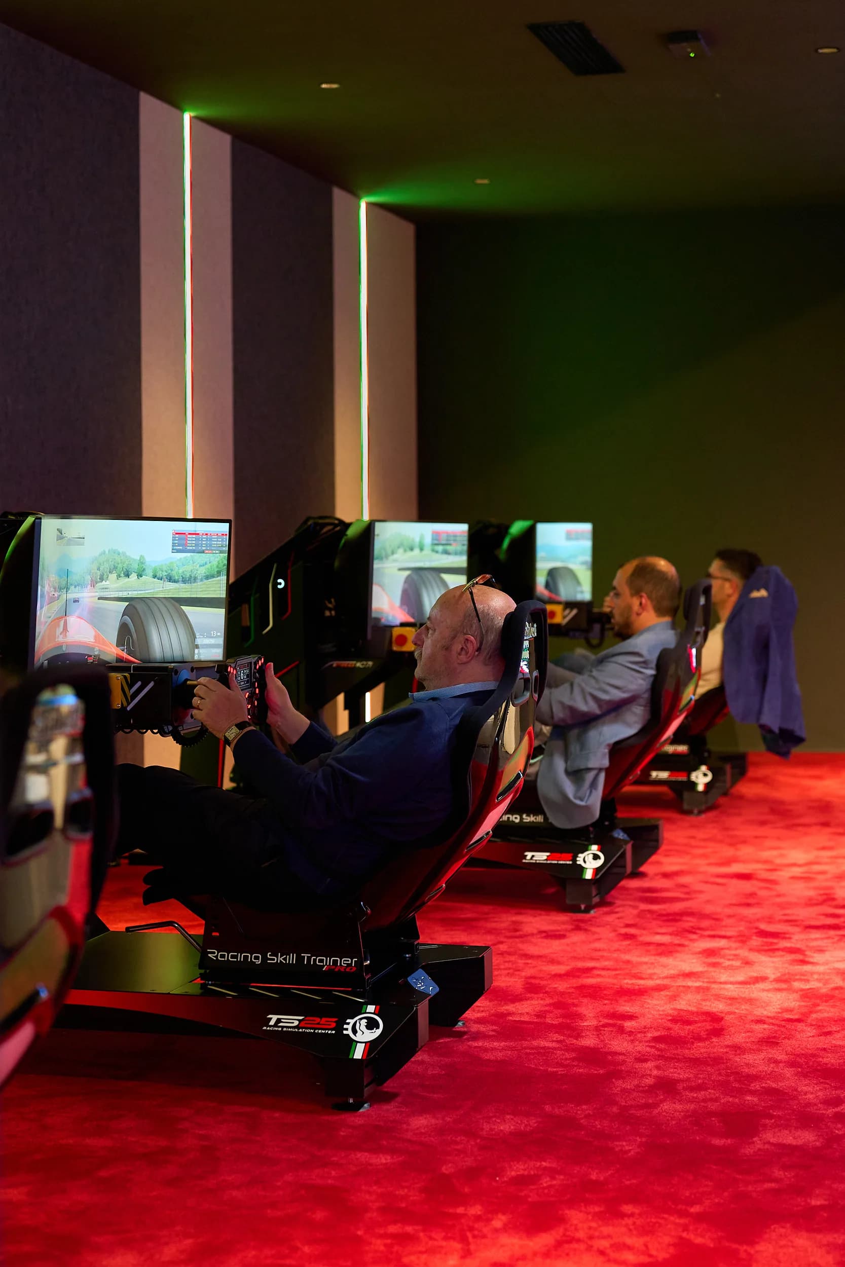 Area lounge e simulatori Technosim25 per un evento aziendale